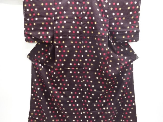 JAPANESE KIMONO / ANTIQUE MOKA COTTON POLKA DOT KIMONO